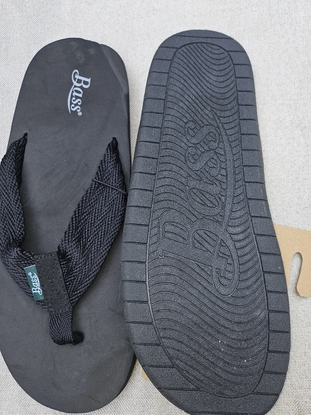 Bass men's Black Woven Strap Flip Flops